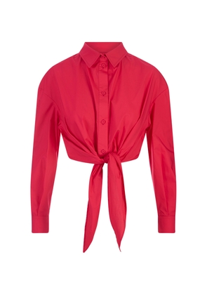 Alessandro Enriquez Red Popelin Shirt With Knot