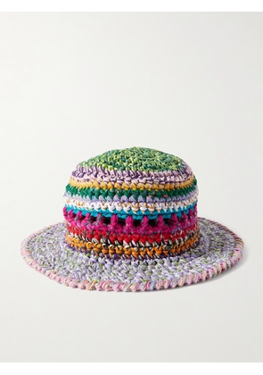 ULTRAVIOLHAT - Crocheted Cotton And Raffia-blend Bucket Hat - Multi - One size