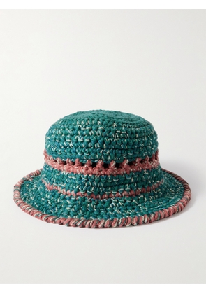 ULTRAVIOLHAT - Crocheted Cotton And Raffia-blend Bucket Hat - Green - One size