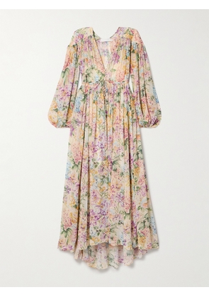Zimmermann - Halliday Gathered Floral-print Silk-crepe Maxi Dress - Multi - 00,0,1,2,3,4