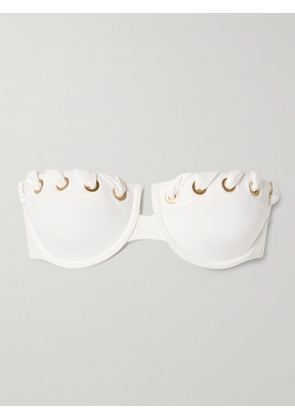 Zimmermann - Halliday Embellished Underwired Bandeau Bikini Top - Ivory - 0 A/B,1 A/B,2 A/B,2 C/D,3 C/D,4 C/D