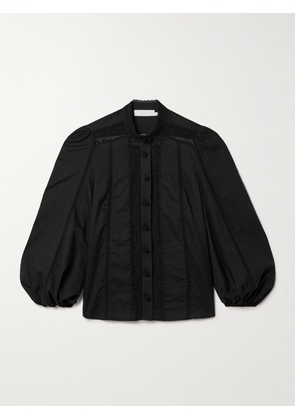 Zimmermann - Halliday Lace-trimmed Cotton-voile Shirt - Black - 00,0,1,2,3,4