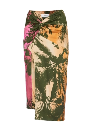 Laneus Draped Tropical Printed Skirt