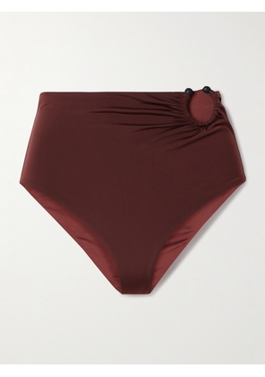 Johanna Ortiz - Taita Embellished Bikini Briefs - Brown - x small,small,medium,large,x large