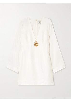 Aje - Bettina Cutout Embellished Linen-blend Mini Dress - Ivory - UK 4,UK 6,UK 8,UK 10,UK 12,UK 14,UK 16