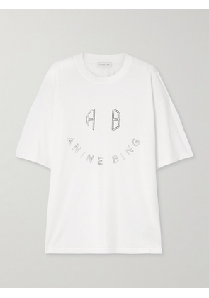 Anine Bing - Kent Smiley Printed Cotton-jersey T-shirt - Ivory - x small,small,medium,large