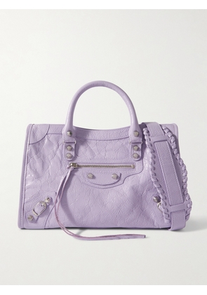 Balenciaga - Le City Small Embellished Textured-leather Tote - Purple - One size