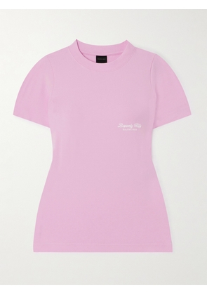 Balenciaga - Embroidered Stretch-cotton Jersey T-shirt - Pink - XS,S,M