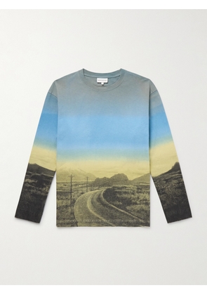 Maison Kitsuné - Open Road Printed Cotton-Jersey T-Shirt - Men - Blue - S