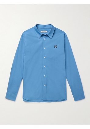 Maison Kitsuné - Logo-Appliquéd Cotton-Poplin Shirt - Men - Blue - S