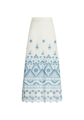 Etro Long White Skirt With Embroidery