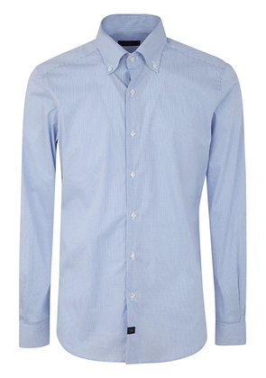 Fay New Button Down Stretch Microchecked Shirt