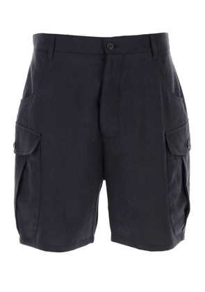 Giorgio Armani Navy Blue Linen Bermuda Shorts