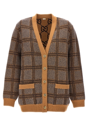 Gucci Check And Gg Reversible Cardigan