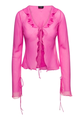 The Andamane Ruffle-Detail Blouse In Pink Silk Woman