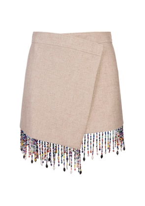 Msgm Sand Mini Skirt With Bead Appliqué
