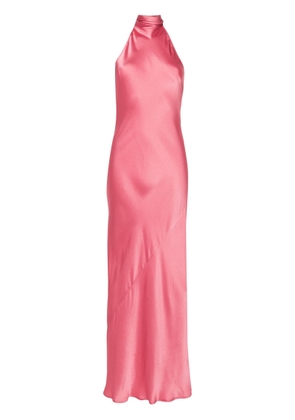 Semicouture Pastel Pink Silk Satin Flared Dress