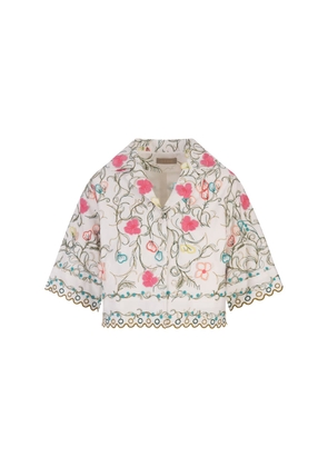 Elie Saab Cotton Embroidered Garden Jacket