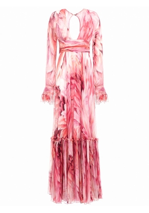 Roberto Cavalli Plumage Silk Dress