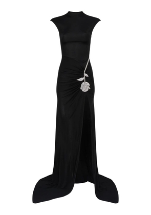 David Koma Black Stretch Cotton Jersey Floor-Length Gown