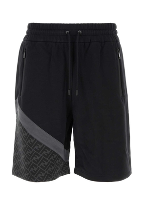 Fendi Black Cotton Blend Bermuda Shorts