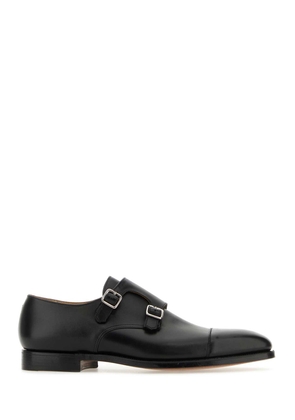 Crockett & Jones Black Leather Lowndes Monk Strap Shoes