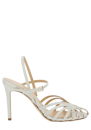 Semicouture White Sandals With Front Cage In Patent Leather Woman