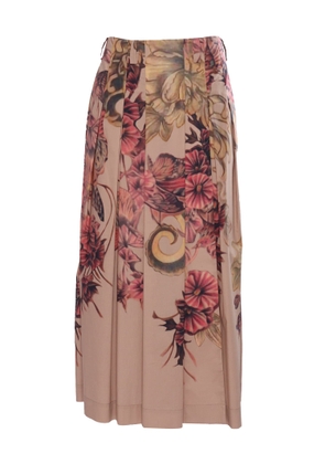 Alberta Ferretti Floral Pleated Midi Skirt