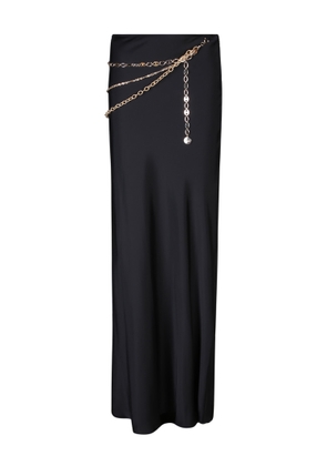 Paco Rabanne Black Satin Long Skirt With Chains