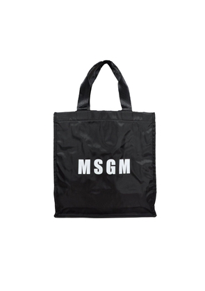 Msgm Logo Printed Top Handle Bag