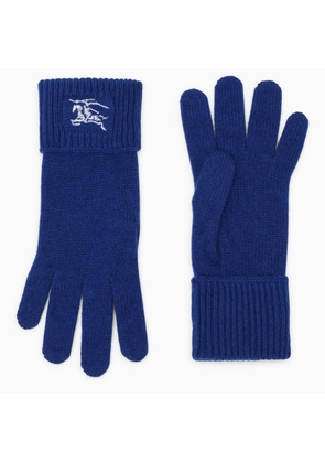 Burberry Blue Cashmere Gloves With Logo