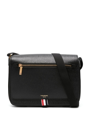 Thom Browne Reporter Bag With Webbing Strap In Pebble Grain Leather