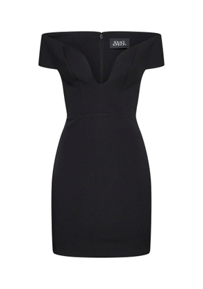 Lola Mini Black Dress With Plunging Sweetheart Neckline In Stretch Crepe Woman Solace London
