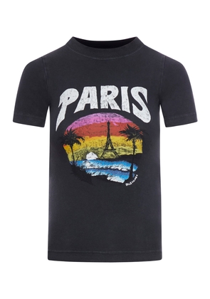 Balenciaga Fitted T-Shirt Paris Tropical Str Jersey Peel