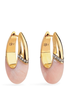 Emily P. Wheeler Yellow Gold, Diamond And Opal Bernadette Oval Earrings
