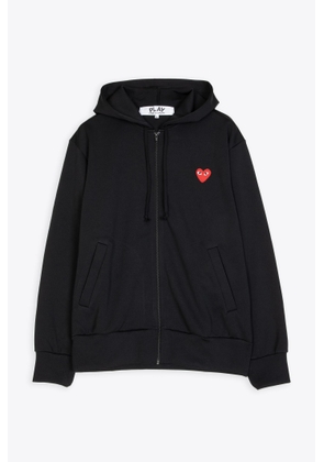 Comme Des Garçons Play Mens Sweatshirt Knit Black Hoodie With Zip And Heart Patch At Chest
