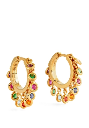 Nadine Aysoy Yellow Gold And Mixed Stone Le Cercle Shakers Hoop Earrings