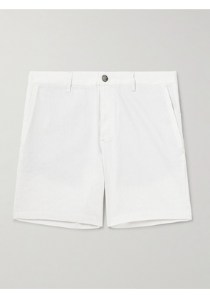 Club Monaco - Baxter Slim-Fit Straight-Leg Striped Linen-Blend Shorts - Men - White - UK/US 30