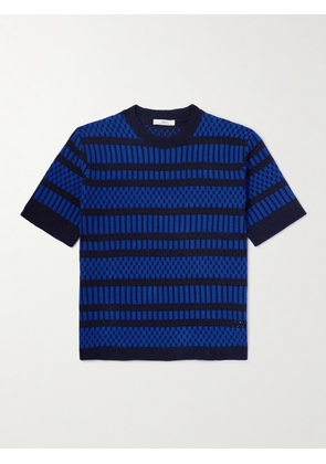 Mr P. - Striped Terry T-Shirt - Men - Blue - XS