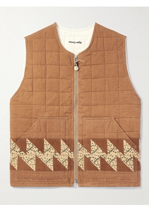Story Mfg. - Saturn Patchwork Quilted Organic Cotton Gilet - Men - Brown - S