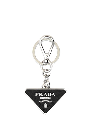 Prada Two-Tone Leather And Metal Keychain