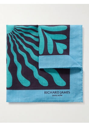Richard James - Printed Cotton Pocket Square - Men - Blue