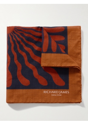 Richard James - Printed Cotton Pocket Square - Men - Orange