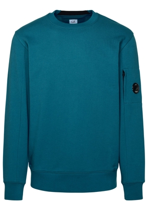 C.p. Company Diagonal Raised Fleece Blue Cotton Sweatshirt