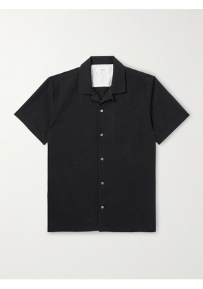 Mr P. - Convertible-Collar Cotton-Seersucker Shirt - Men - Black - XS