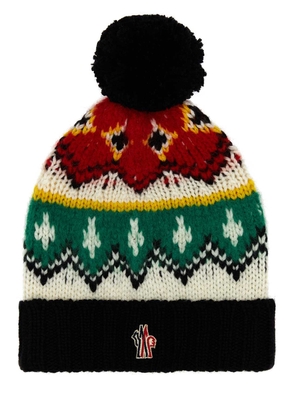 Moncler Grenoble Embroidered Wool Blend Beanie Hat