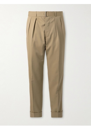 Officine Générale - Straight-Leg Pleated Belted Wool Suit Trousers - Men - Neutrals - IT 44