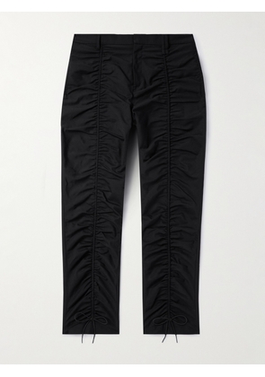 Simone Rocha - Straight-Leg Bow-Detailed Ruched Woven Suit Trousers - Men - Black - S