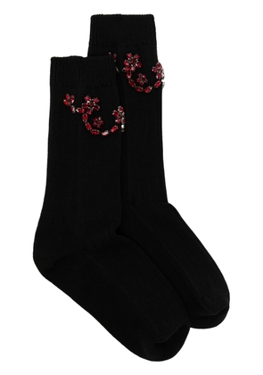 Simone Rocha crystal-embellished knitted socks - Black