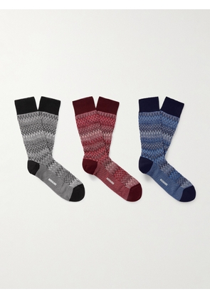 Missoni - Three-Pack Crochet-Knit Cotton-Blend Socks - Men - Red - S